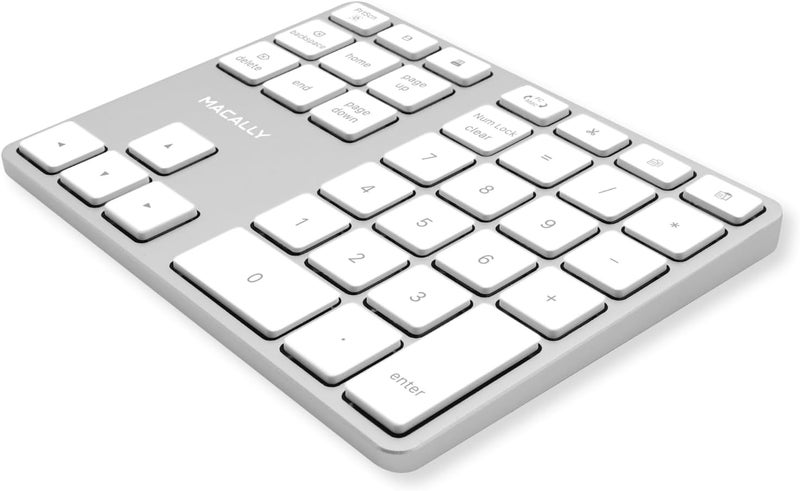 MACALLY Bluetooth Number Pad for Laptop - Rechargeable Wireless Numeric Keypad - Slim 35 Key Wireless Number Pad for Data Entry, 10 Key Numpad Compatible with Mac, MacBook, iPad, PC Desktop, Windows - Image 1